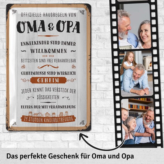Grandfather‘s Garage Schild – Metallschild 20x30 Cm, Voll Service, 24h Offen, Perfekt Als Opa-Geschenk