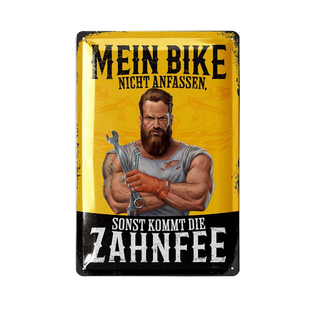 LANOLU Retro Blechschild ZAHNFEE, Motorrad Geschenke für Männer