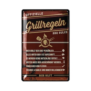 Retro metal signs grilling - GRILL RULES sign - BBQ Grill Retro decoration - Barbecue area sign garden - Gift for dads barbecue corner sign