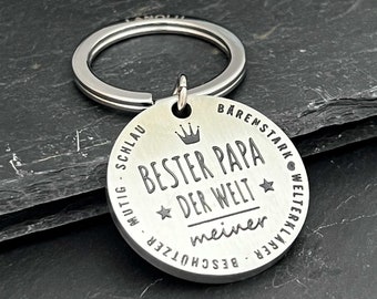 LANOLU keychain dad, pendant best dad keychain Father's Day, best dad gifts, father lucky charm, metal