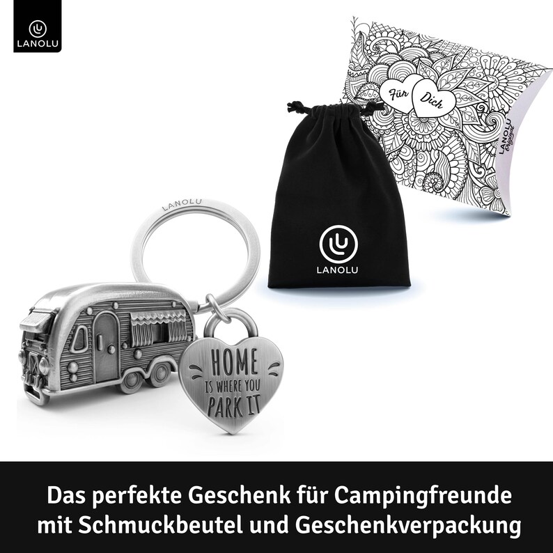 LANOLU Keychain Caravan Gift, Motorhome Gift for Camping and Campers, 3D Trailer Caravan Accessories Metal image 7