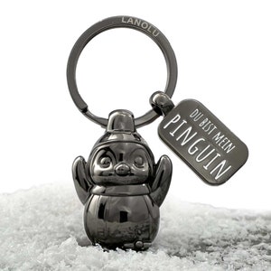 LANOLU penguin keychain partner, penguin gift, keychain couple, anniversary keychain couple penguin figure