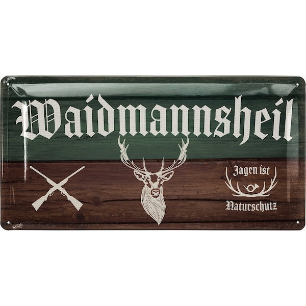 Jäger Blechschild retro WAIDMANNSHEIL - Schild Jäger als Geschenk für Männer - Schützenfest Deko Schild für Partykeller als Bardeko