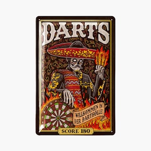 LANOLU Retro Tin Sign Darts, Bar, Pubs and Party Room Decoration, Irish Pub Decoration Gift Men, Darts Metal Sign 20 x 30 cm