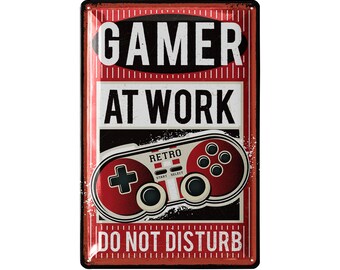 Retro metal sign - gaming sign - door sign PLEASE DO NOT DISTURB - gamer gift - gaming zone - funny decoration for teenagers' rooms for gamers