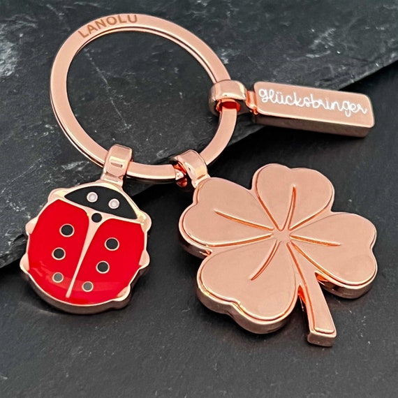 LANOLU Keychain Lucky Charm Clover Ladybug Car Etsy España