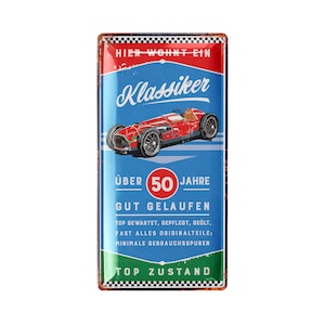 Retro Blechschild 50 Geburtstag Schild, 50 JAHRE KLASSIKER, Alternative zur Geburtstagskarte 50, witziges Geschenk 50 Geburtstag Mann