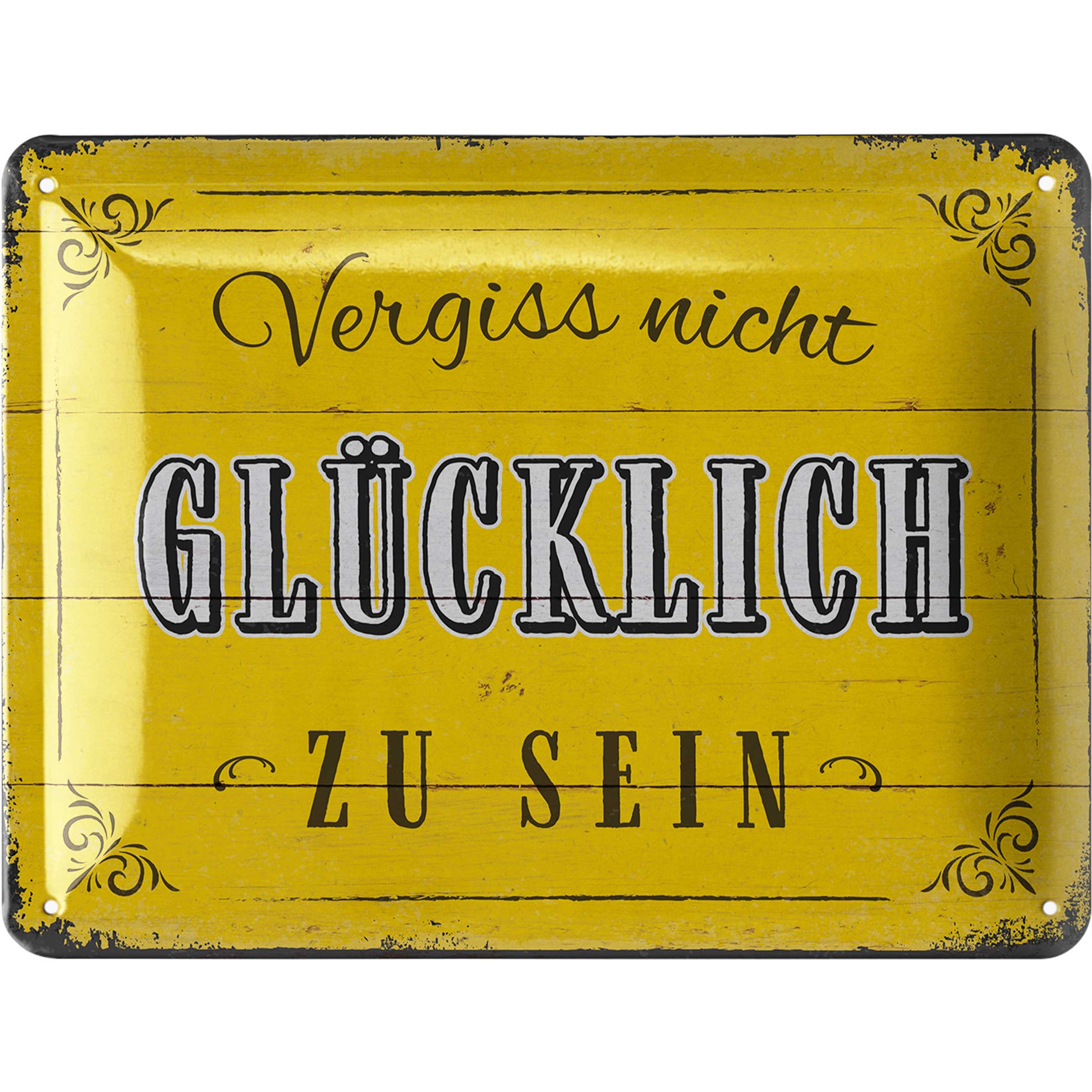 Blechschild Vintage-Spruch: 'Was Dich Nicht Glücklich Macht Kann Weg' – Witzige Deko Für Tür, Bar Oder Büro (28x12 Cm)