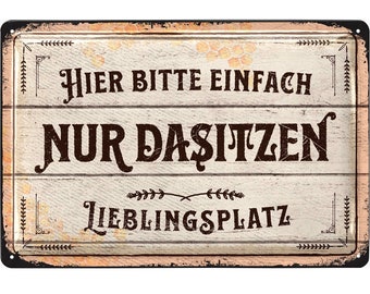 LANOLU Schild Lieblingsplatz Outdoor, LIEBLINGSPLATZ Schild Garten, Deko Garten Vintage Schilder, Chill Lounge Gartendeko aus Metall 20x30cm