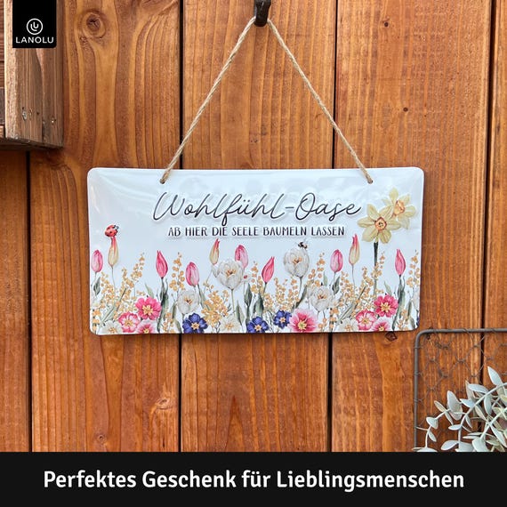 Schild Lieblingsplatz Wohlfühl-Oase Schild Garten, Deko Garten Vintage Schilder Chill Lounge Gartendeko Garten Schild Metall