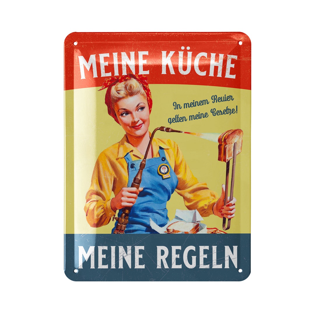 Nostalgic-Art Grillregeln Metall-Schild 15x20 Cm Vintage Retro Blechschild Grillregeln - Lustige Deko Für Garten & Küche Im Vintage-Look Blechschild Retro