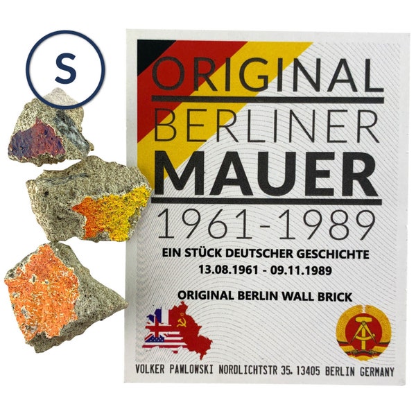 Original Berliner Mauer Stein, Berliner Mauerstück, Berlin Souvenirs, Original direkt aus der Manufaktur mit Echtheitszertifikat