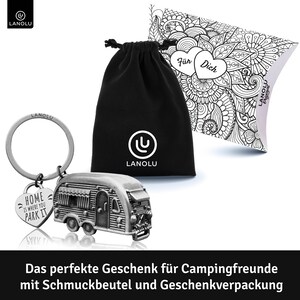 LANOLU Keychain Caravan Gift, Motorhome Gift for Camping and Campers, 3D Trailer Caravan Accessories Metal image 2
