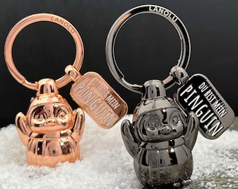 Llavero de pingüino LANOLU, regalo de pingüino, llavero de pareja, llavero de aniversario, figura de pingüino de pareja