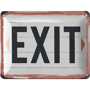 LANOLU tin sign EXIT sign, vintage cinema sign, party cellar decoration, pub bar decoration, retro metal sign, exit sign 15 x 20 cm