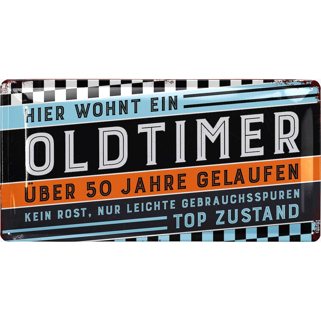 Retro Blechschild 50 Geburtstag Schild, 50 JAHRE OLDTIMER, Alternative