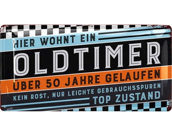 Retro tin sign 50th birthday sign, 50 YEARS OF VINTAGE CARS, alternative to birthday card 50, funny gift 50th birthday man, metal