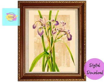 Digital Wall Art Print Downloadable Printable Vintage Botanical Antique Floral Cottagecore Art Flower Painting 18x24 | #0008