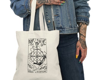 Lyckohjulets tarot-tygväska | tarot-tygväskor | spirituell väska | tarotkort-tygväska | canvas-tygväska | tarotkort-väska