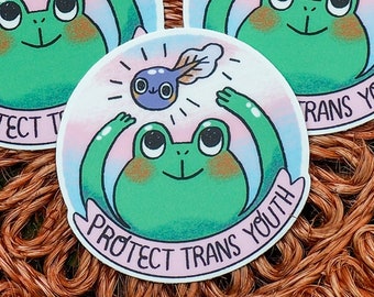 Frog & Tadpole Protect Trans Youth Vinyl Sticker