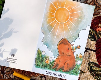 Capybirthday Birthday Card capybara basks in the sunshine