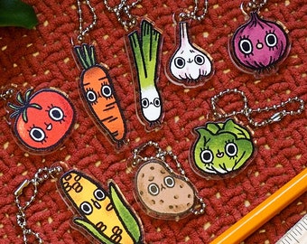 Cute Veggies Vegetable charms keychain earrings