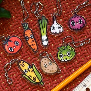 Cute Veggies Vegetable charms keychain earrings