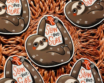 Sloth "Slow but Sure" rock climbing sticker