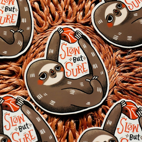 Sloth "Slow but Sure" rock climbing sticker