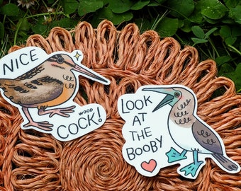 Nice Cock American Woodcock & Look at the Booby Blue footed Booby vinyl sticker