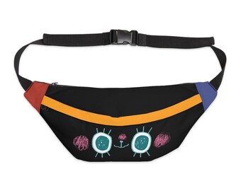 Hehe happy shy smiley Large Fanny Pack black