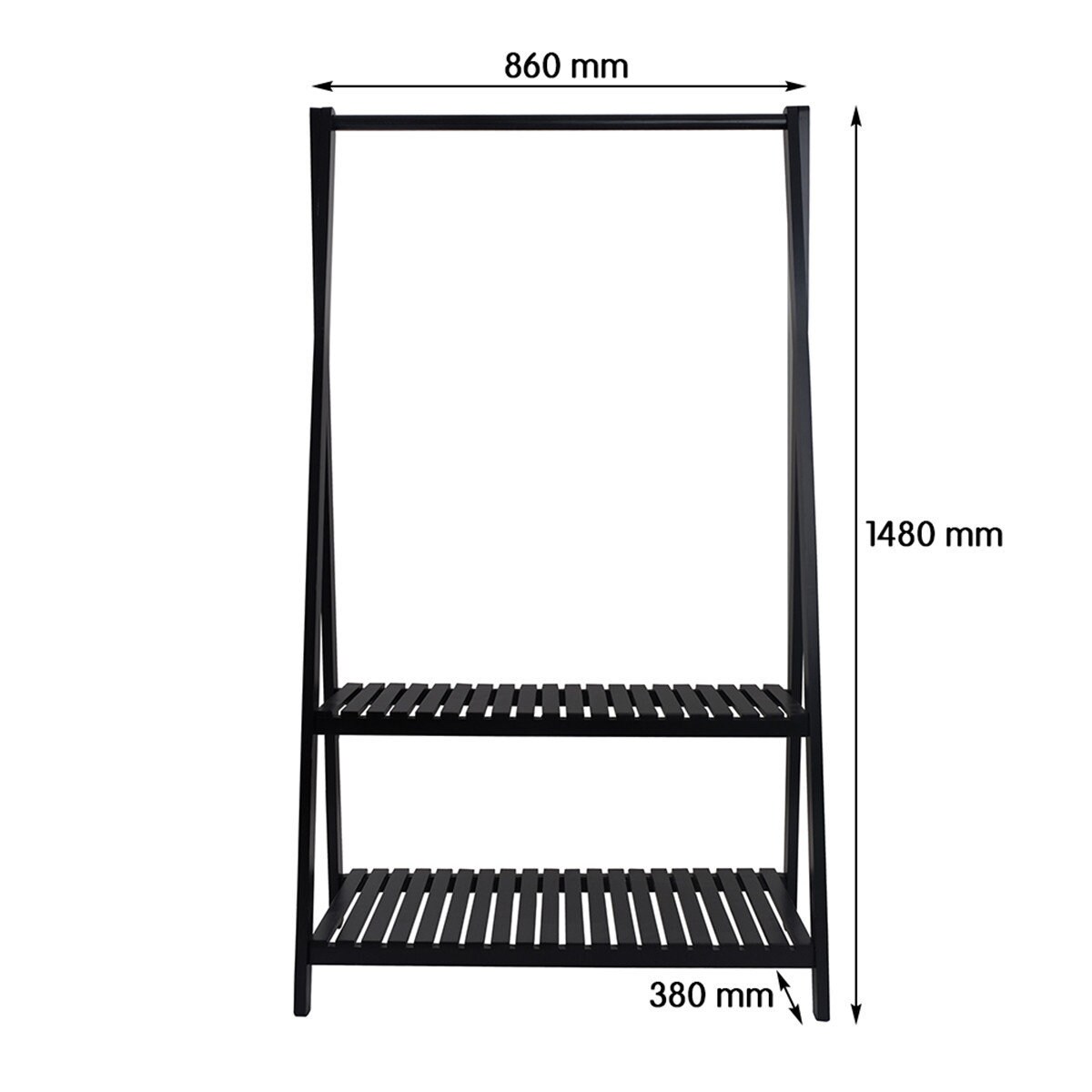 Hanging Clothes Rack Black 2 Tier Wooden Standing Coat Rack Etsy UK