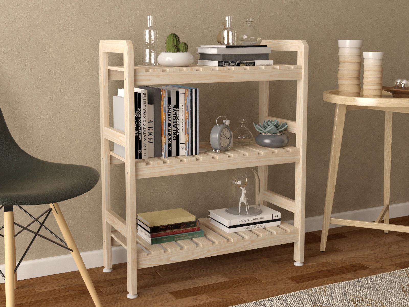 White Wooden Bookshelf - Etsy