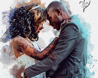 Wedding Gift, Anniversary Gift, Painting From Photo, Wedding illustration, Custom wedding portrait From Photo
