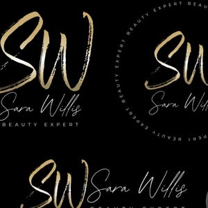 Logotipo de beleza preto e dourado: modelo Canva