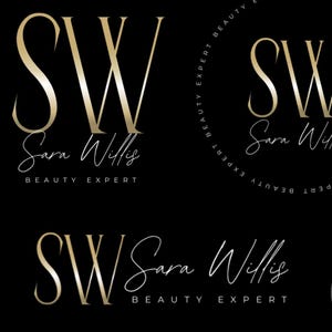 Logotipo de beleza preto e dourado: modelo do Canva (download digital)