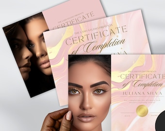 Mall för rosa guld-certifikat: Utmärkelse för skönhetskurs (redigerbar i Canva)