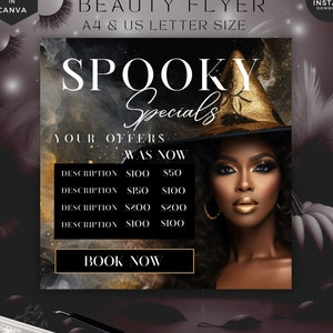 Halloween Beauty Salon Flyer, Haar Flyer, Zöpfe, Perücken, Wimpern, Nägel, Instagram Posts, Kosmetikerin, Promo Social Media, vorgefertigter Flyer, LF- HBG