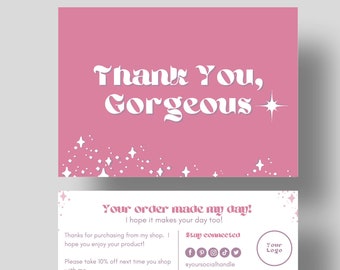 Retro Purple Thank You Card Template: Editable Small Business Insert (Canva)
