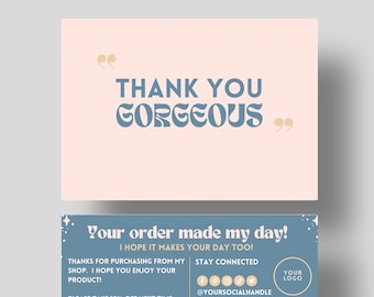 Retro Peach Thank You Card Template: Editable Canva Design (Digital Download)