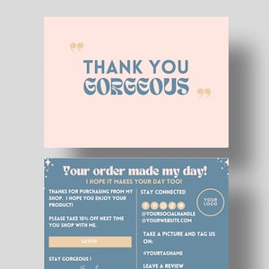 Retro Peach Thank You Card Template: Editable Canva Design (Digital Download)