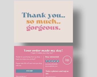Retro Thank You Card Template: Editable Small Business Insert (Canva)