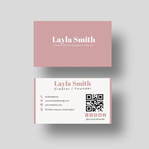 DIY Moderne Stilvolle Blush Pink Minimalistische Visitenkarte, Bearbeitbare Visitenkarte Canva Template, druckbare Visitenkarte, Beauty Visitenkarte