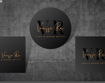 Luxury Black and Gold Watercolor Logo Template: DIY Beauty Brand Design (Digital Download)