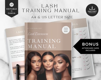 Lash extension training template, lash Extension Training Manual, lash training template,lash training book editable, lash aftercare,LTM-NB
