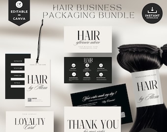 Hair Business Verpackungs-Bundle: DIY Branding Kit (Canva Template)
