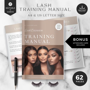 Lash extension training template, lash Extension Training Manual, lash training template,lash training book editable, lash aftercare,LTM-NB