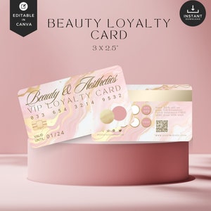 Pink Gold, Business loyalty card, beauty business card, girl boss loyalty card, Esthetician,lash tech,hair stylist, nails,credit card,BB-PGA