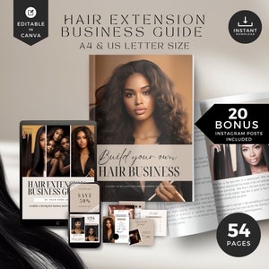 Hair extension business bundle, hair vendors, hair business planner, hair ebook template,hair tech, instagram posts, business e-book,HB-NBW
