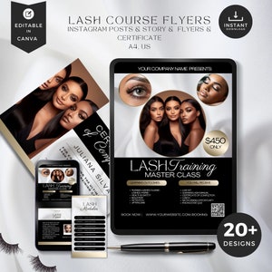 Diy Lash Training Masterclass Cursussjabloon, Lash Class, Diy Masterclass Social Media Flyer, Lash Flyer-sjabloon, Bewerken in Canva, LTF-BWG